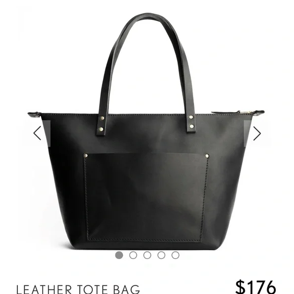 Chic Black Leather Tote Bag - Picture 9 of 10